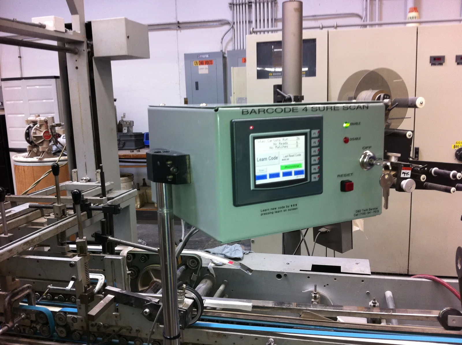 Barcode verification station on a packaging line
